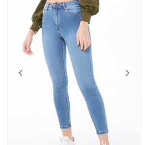 Forever 21, blue mid-rise skinny jeans